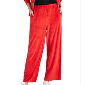 CHARTER CLUB VELOUR PANT WIDE-LEG ELASTIC WAISTBAND SIZE X-LARGE